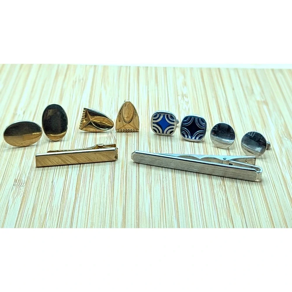 Vintage Anson Swank Cufflinks & Tie Bar Lot Mid Century Men Accessories 6 Pc